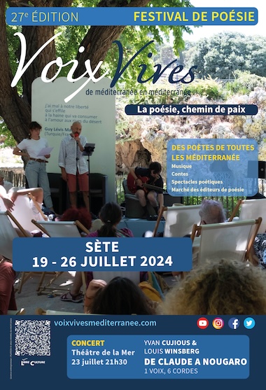 Affiche festival VOIX VIVES, de Méditerranée en Méditerranée, 27ème édition 2024